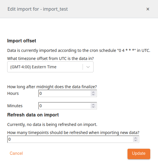 Edit import menu